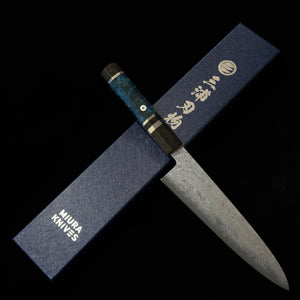 三浦佩MIURA Obidama 牛刀 銀紙三号 ダマスカス スタビライズウッドハンドル（210mm）