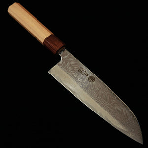 三浦MIURA 三徳 渦波 ニッケルダマスカス 欅八角柄（165mm）