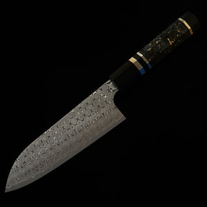 二唐刃物鍛錬所NIGARA 暗紋 三徳 SG2 ダマスカス カーボンファイバーハンドル（165mm）
