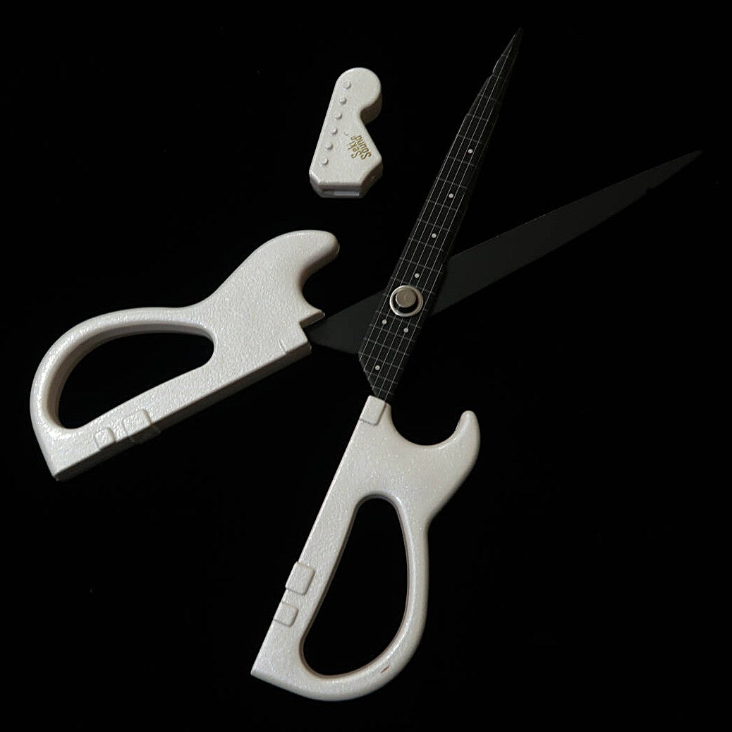 Nikken Cutlery Guitar Scissors with Stand, Pearl White