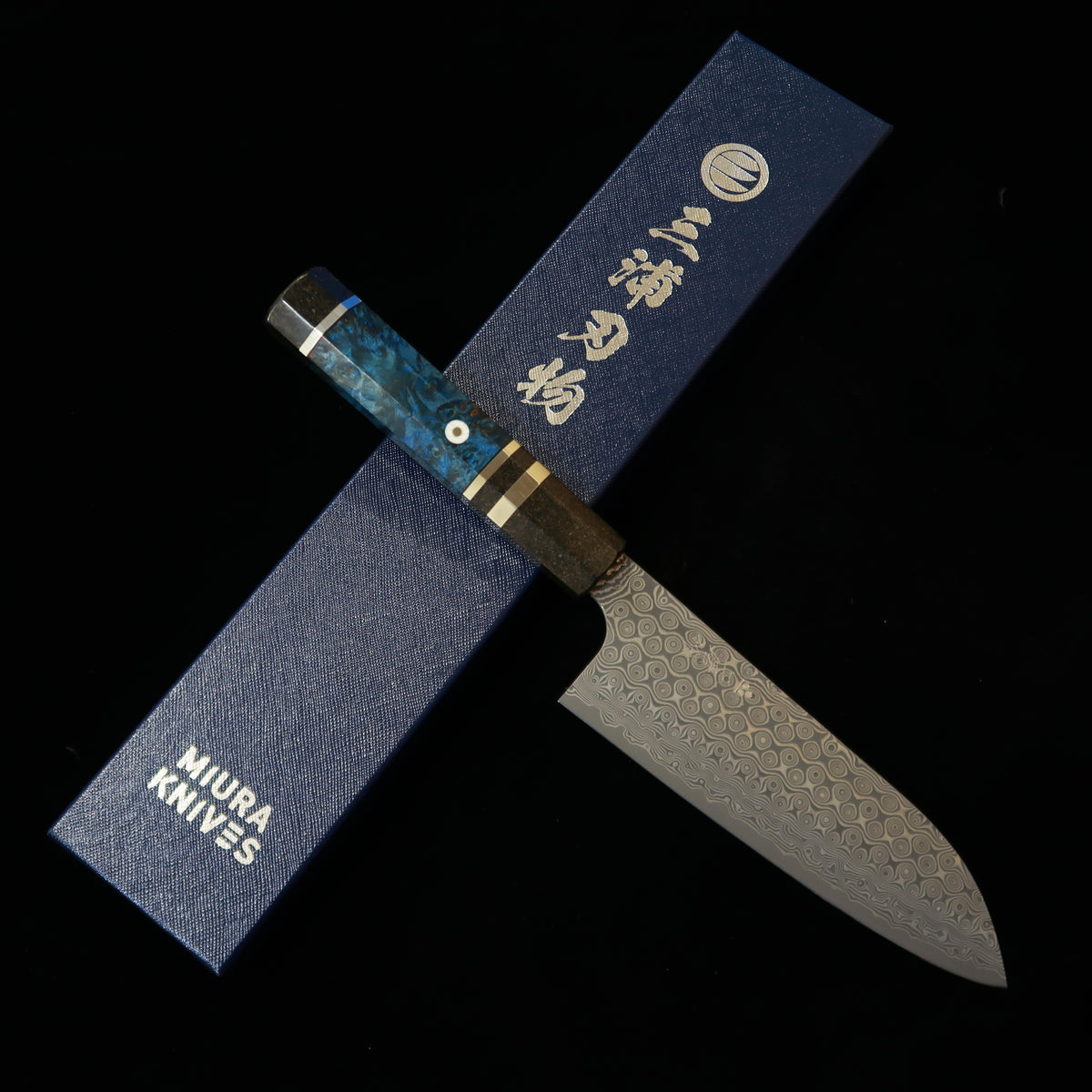 NIGARA Anmon Santoku SG2 Damascus Stabilized Wood Handle (165mm)