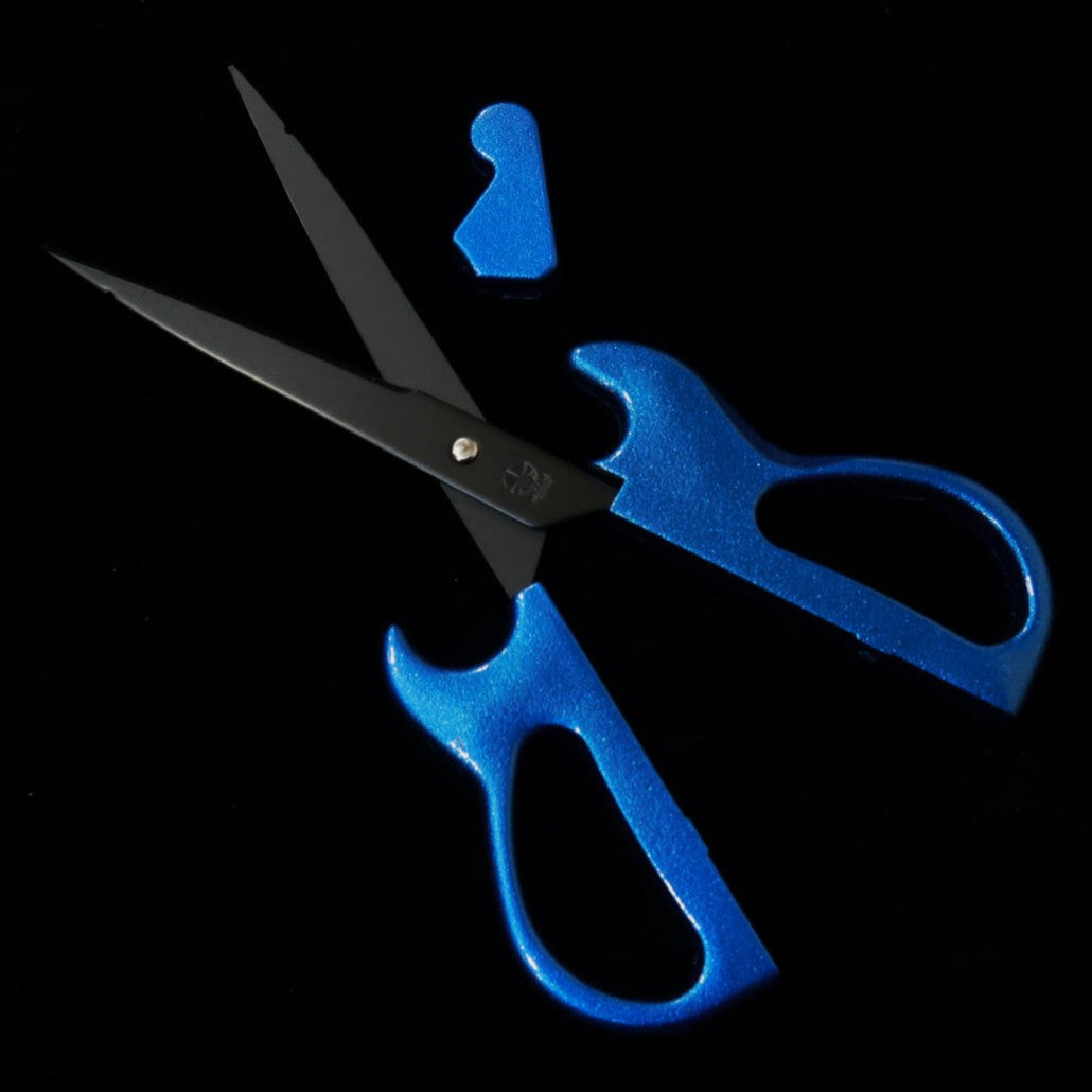 Nikken Cutlery Guitar Scissors with Stand, Metallic Blue