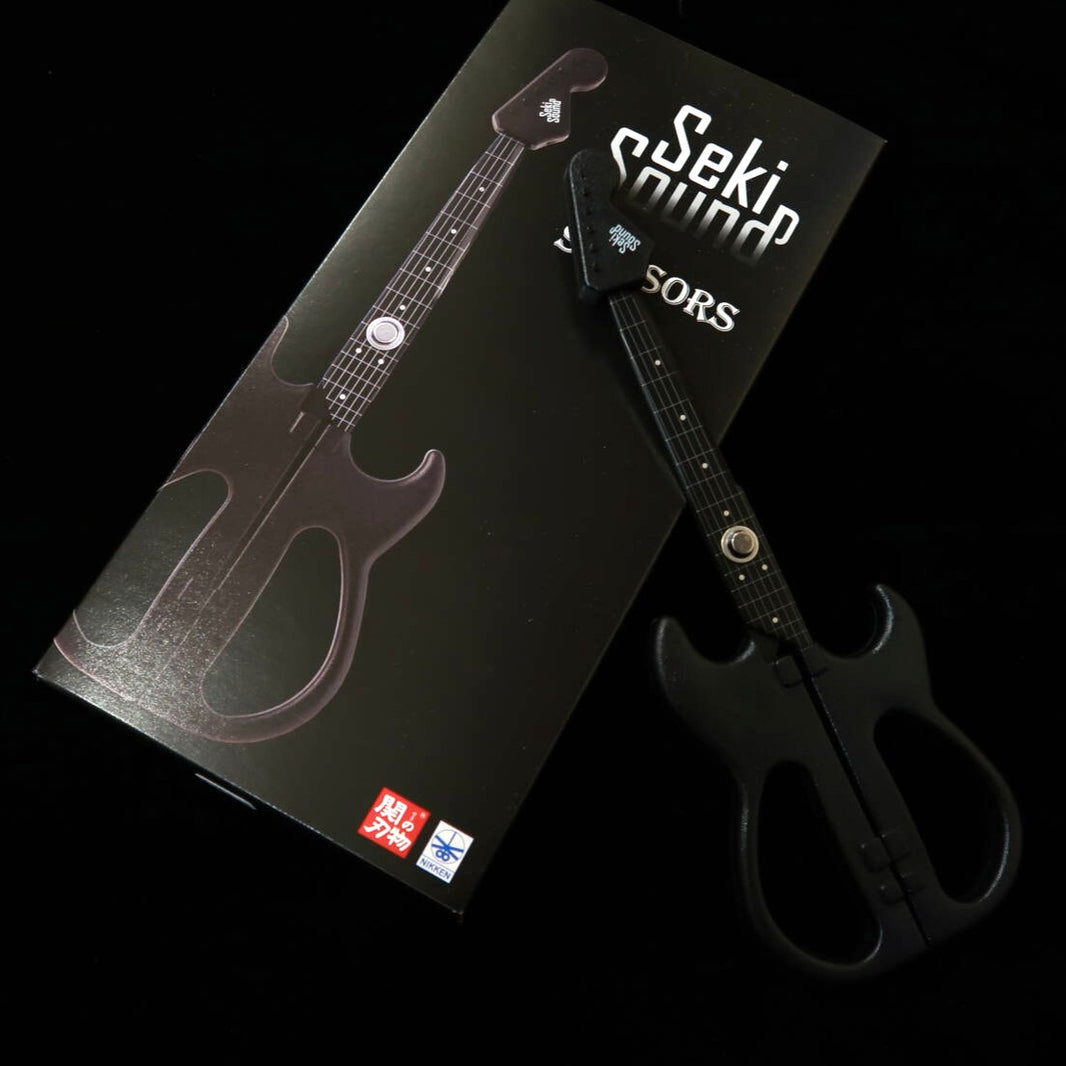 Nikken Cutelaria Tesoura em formato de guitarra com suporte, Preto