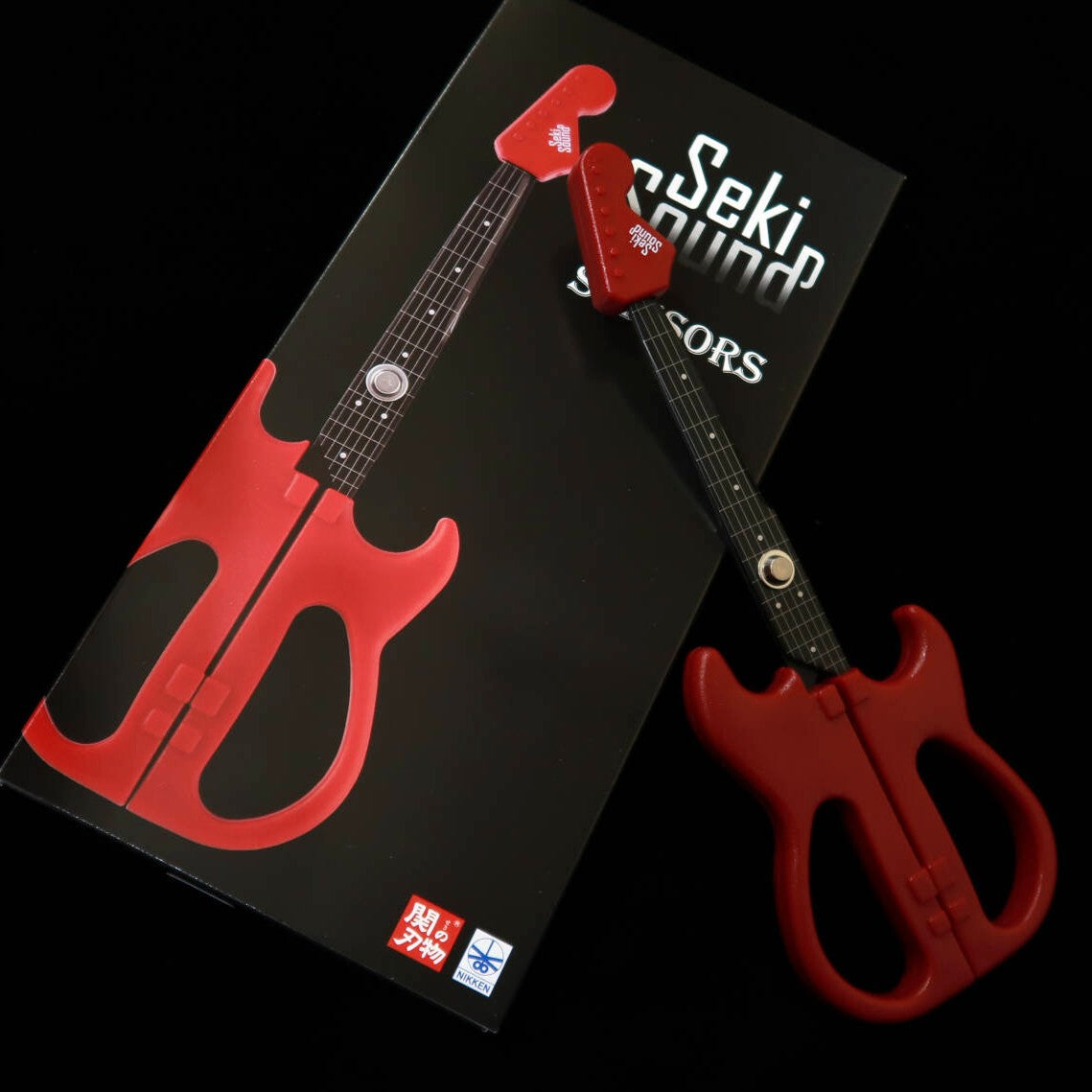 Nikken Cutlery Guitar Scissors with Stand, Red