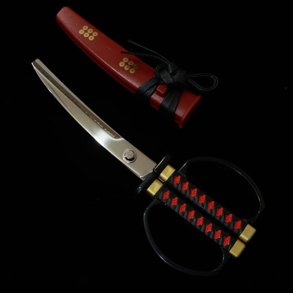 Nikken Hamono tijeras tipo katana japonesa con soporte colgante modelo Sanada Yukimura