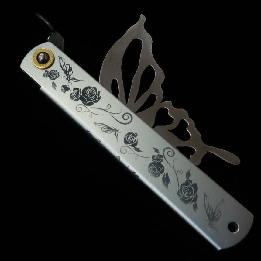 永尾かね駒製作所KANEKOMA 肥後守 Papilio 蝶 シャインシルバー 青紙割込 （120mm）