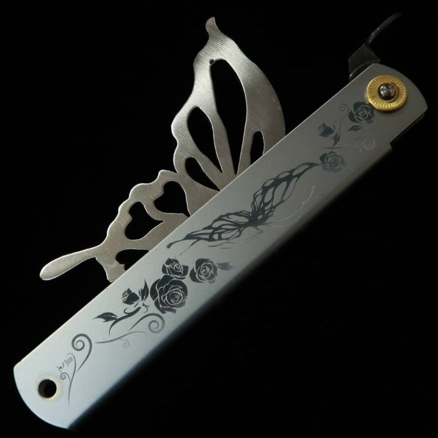 永尾かね駒製作所KANEKOMA 肥後守 Papilio 蝶 シャインシルバー 青紙割込 （120mm）