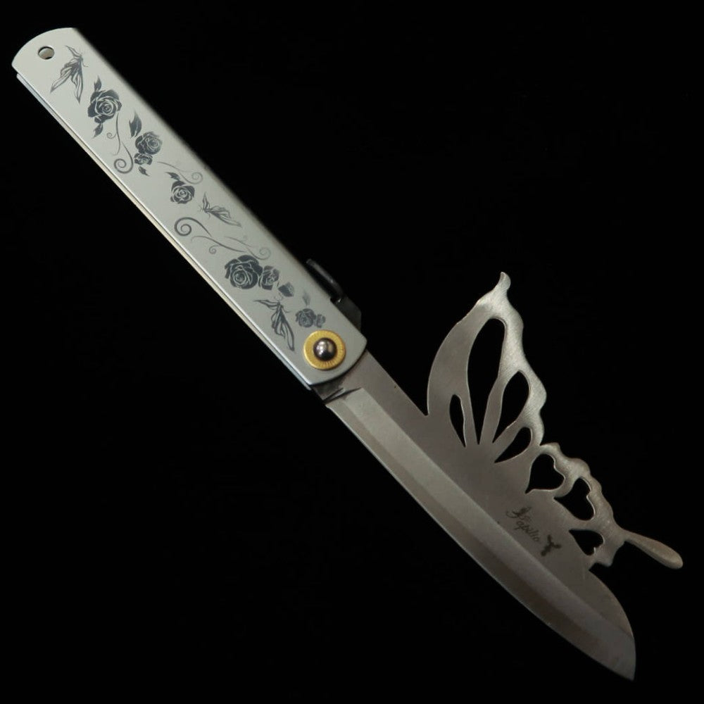 永尾かね駒製作所KANEKOMA 肥後守 Papilio 蝶 シャインシルバー 青紙割込 （120mm）