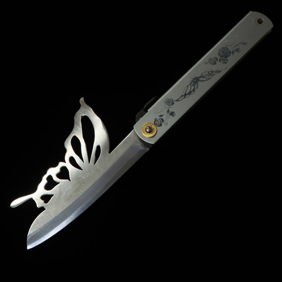 永尾かね駒製作所KANEKOMA 肥後守 Papilio 蝶 シャインシルバー 青紙割込 （120mm）