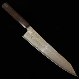 初心 HATSUKOKORO 切付牛刀 銀紙三号 ダマスカス 黒檀一体型柄 (210mm)
