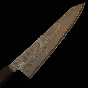 初心 HATSUKOKORO 切付牛刀 銀紙三号 ダマスカス 黒檀一体型柄 (210mm)