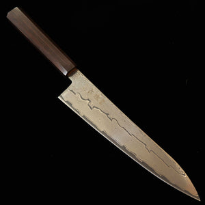 初心 HATSUKOKORO 牛刀 銀紙三号 ダマスカス 黒檀一体型柄 (210mm)
