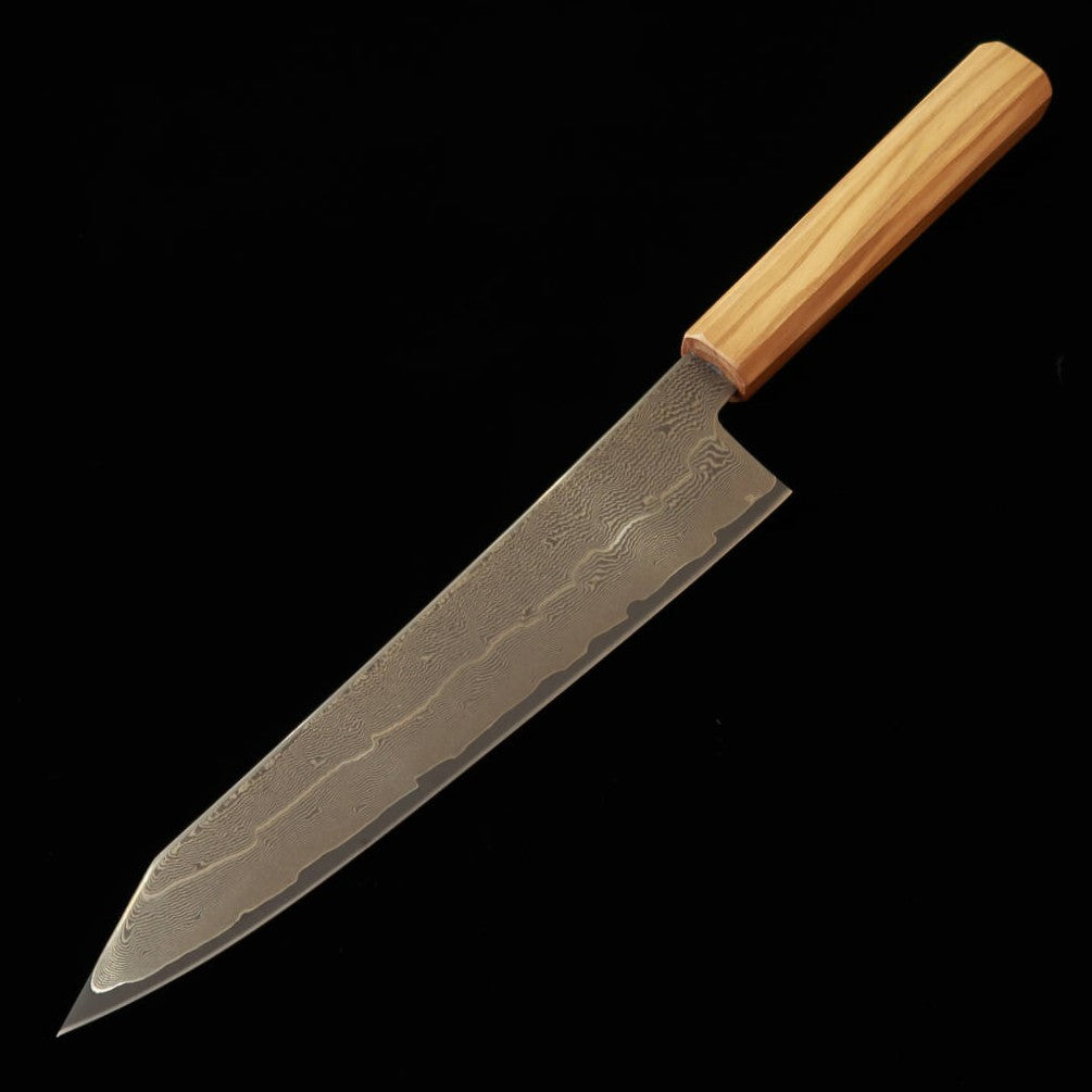 Hatsukokoro Kiritsuke Gyuto Gingami No.3 Damascus Olive Octagonal Handle (210mm)