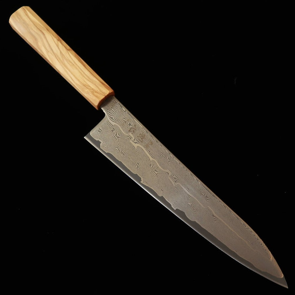 Hatsukokoro Gyuto Ginga 3 Damascus Olive Octagonal Handle (210mm)