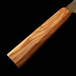 初心 HATSUKOKORO 牛刀 銀紙三号 ダマスカス オリーブ八角柄 (210mm)