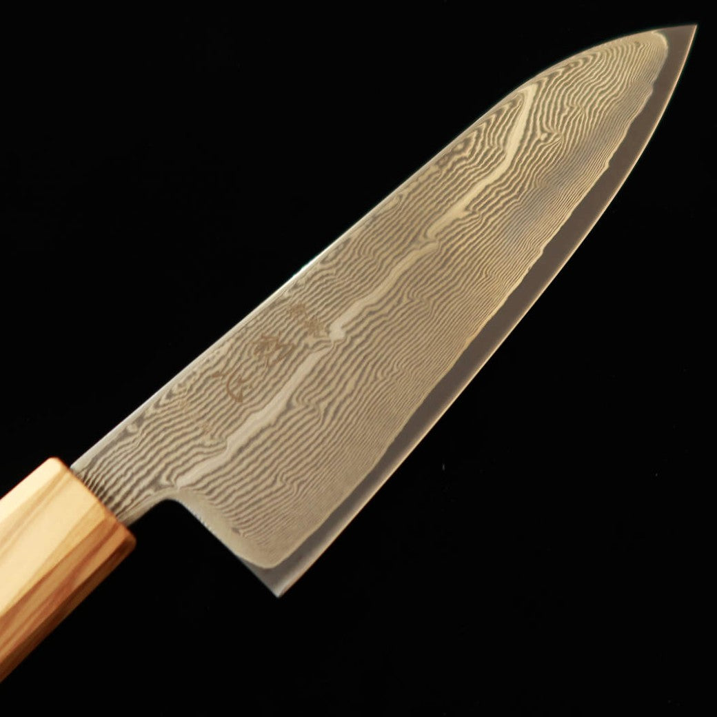 初心 HATSUKOKORO 三徳 銀紙三号 ダマスカス オリーブ八角柄 (170mm)