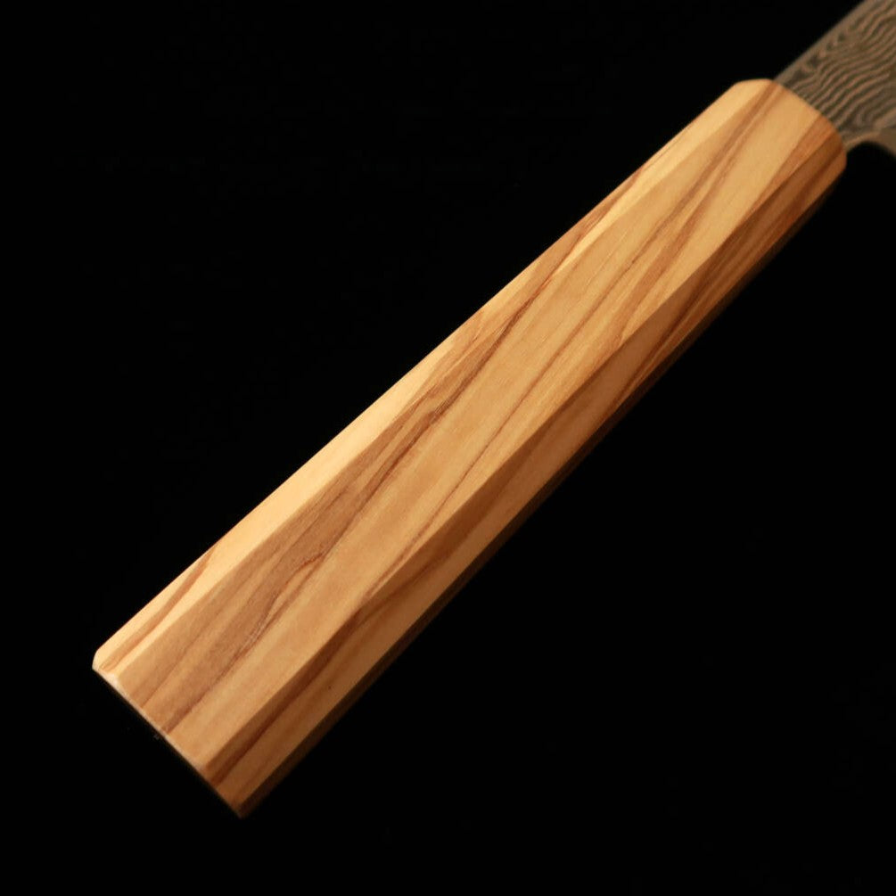初心 HATSUKOKORO 三徳 銀紙三号 ダマスカス オリーブ八角柄 (170mm)
