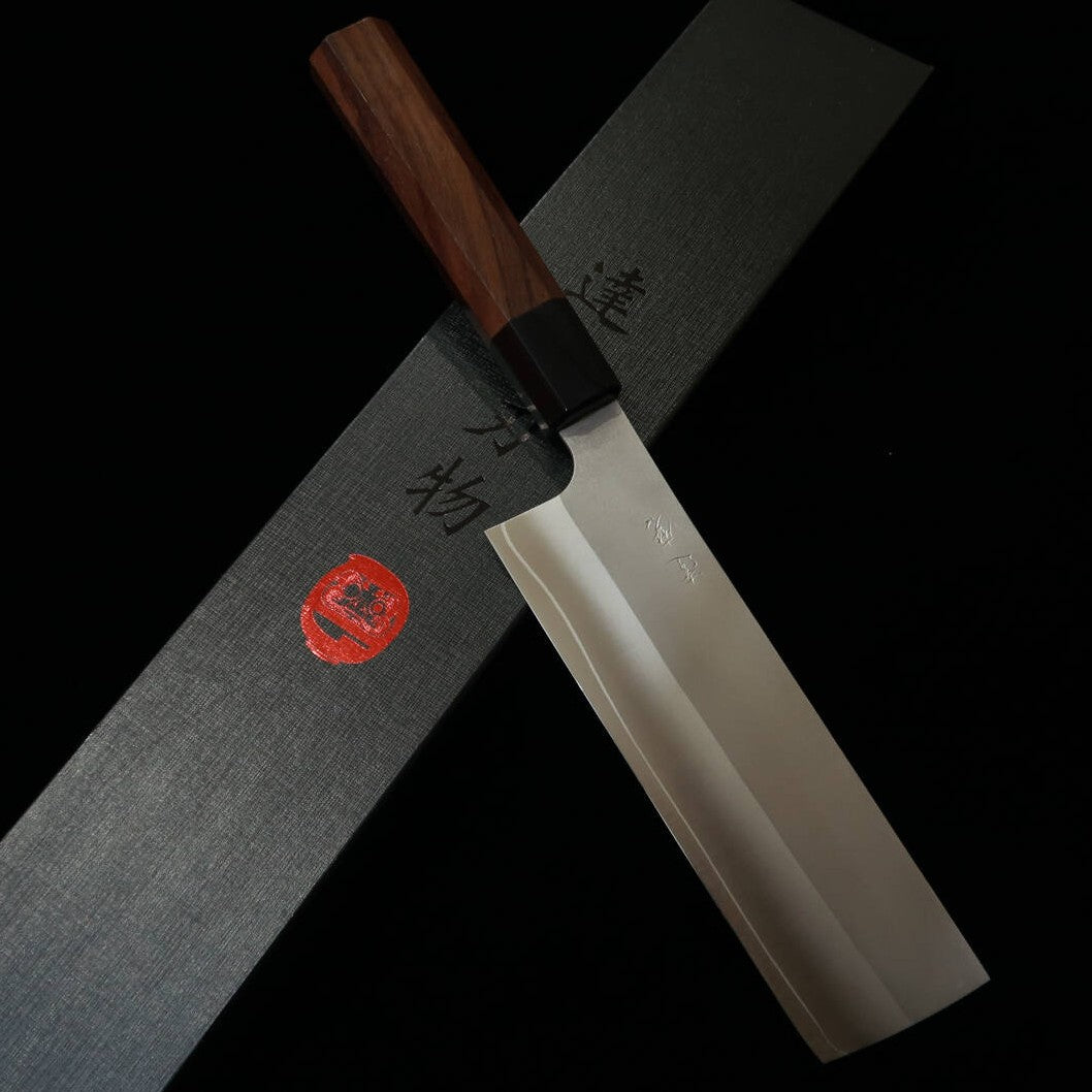 Faca Nakiri Daruma Hamono, aço Ginpaku nº 3, cabo octogonal de jacarandá (165mm)