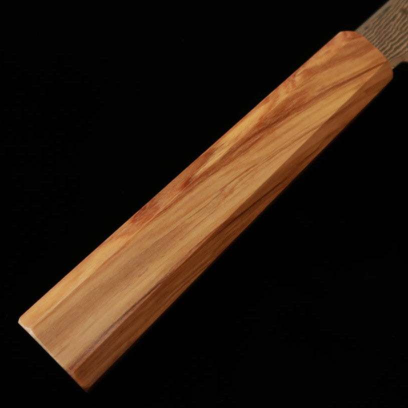 初心 HATSUKOKORO 切付三徳 銀紙三号 ダマスカス オリーブ八角柄 (170mm)