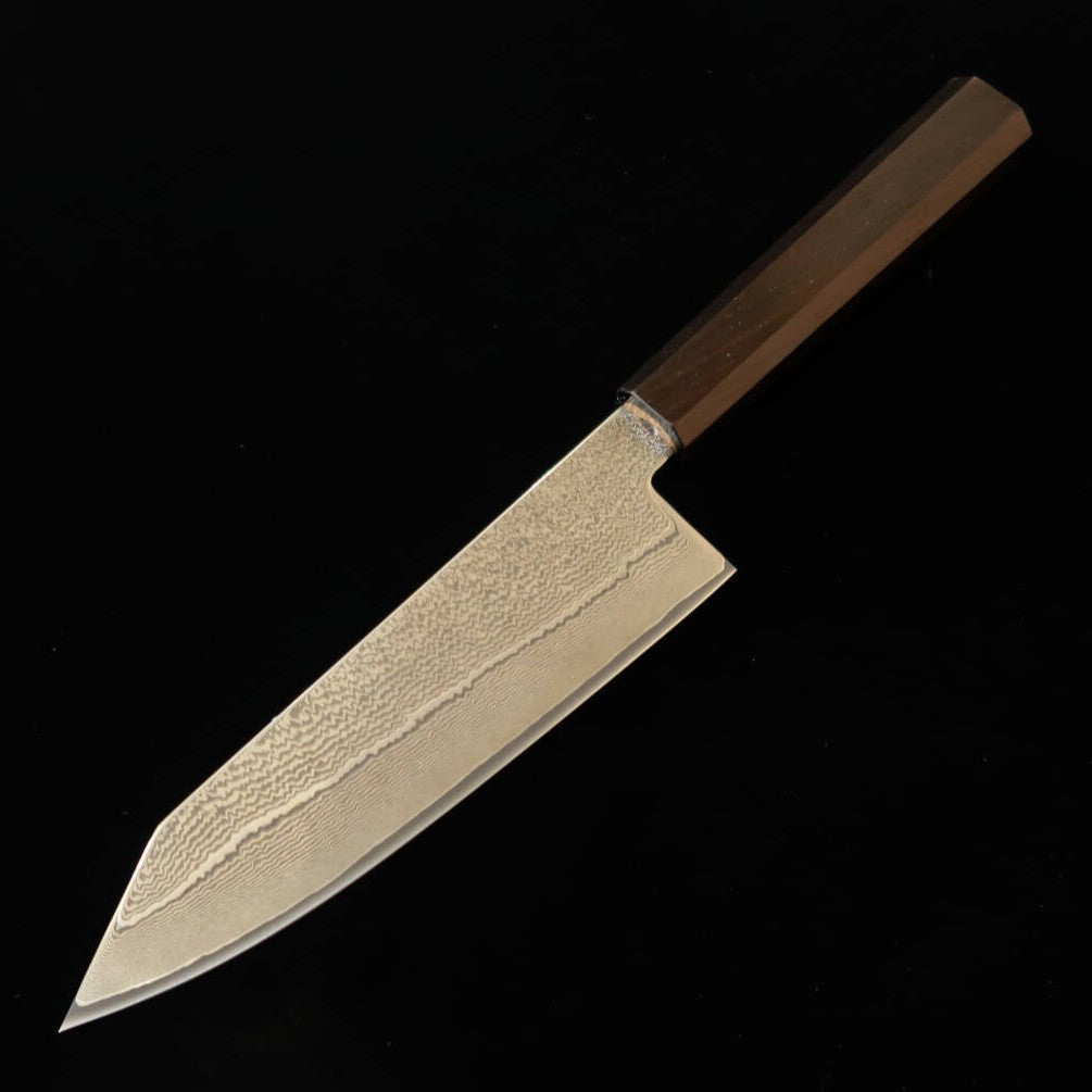 初心 HATSUKOKORO 切付三徳 銀紙三号 ダマスカス 黒檀一体型柄 (170mm)
