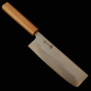 MIURA Nakiri AUS10 Motif torsadé Damas Manche octogonal en chêne (165 mm)