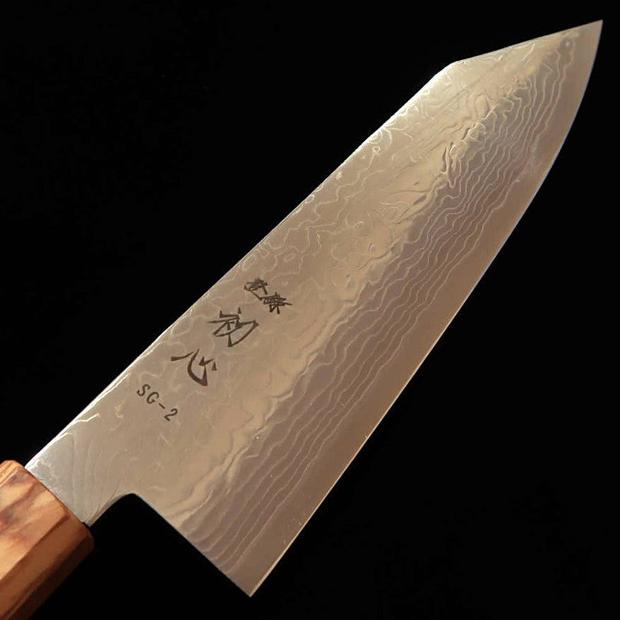 初心 HATSUKOKORO 流氷 文化 SG2 ダマスカス 磨き オリーブ一体柄（180mm）
