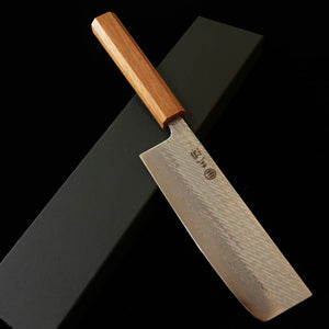 Miura Nakiri AUS10 Rope Pattern Damascus Oak Octagonal Handle (165mm)