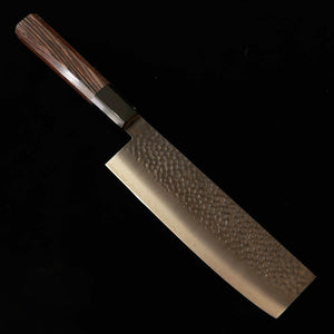 三浦 Miura 菜切 VG10 黒染 槌目ダマスカス ウェンジ八角柄（170mm）