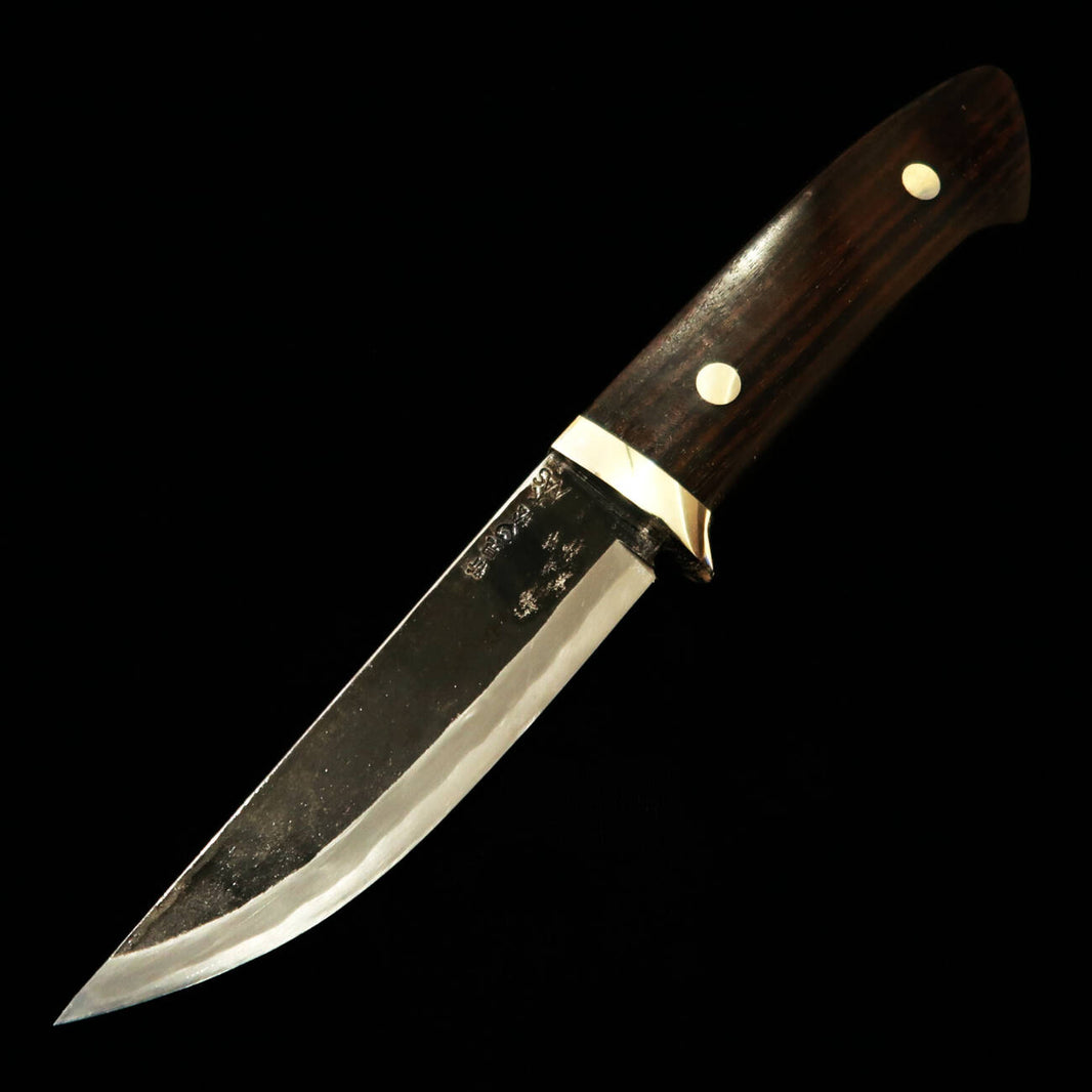 武田刃物TAKEDA　備中手打ち鍛冶 守屋正作 シースナイフ 縞黒檀