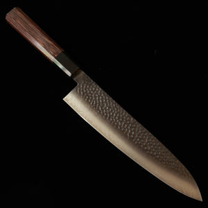 三浦 MIURA 牛刀 VG10 黒染 槌目ダマスカス ウェンジ八角柄（210mm）
