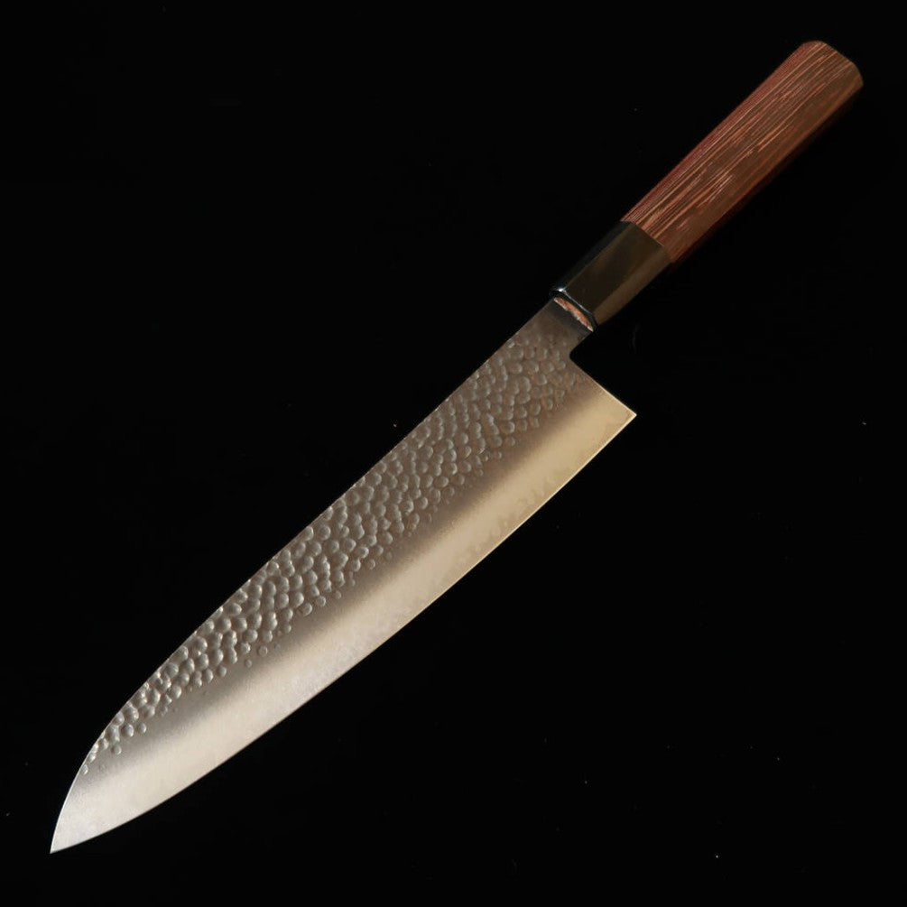 三浦 MIURA 牛刀 VG10 黒染 槌目ダマスカス ウェンジ八角柄（210mm