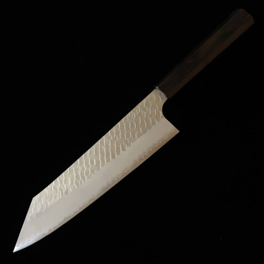 二唐刃物鍛造所 NIGARA SG2 磨き槌目 切付牛刀 黒檀一体型柄 (210mm)