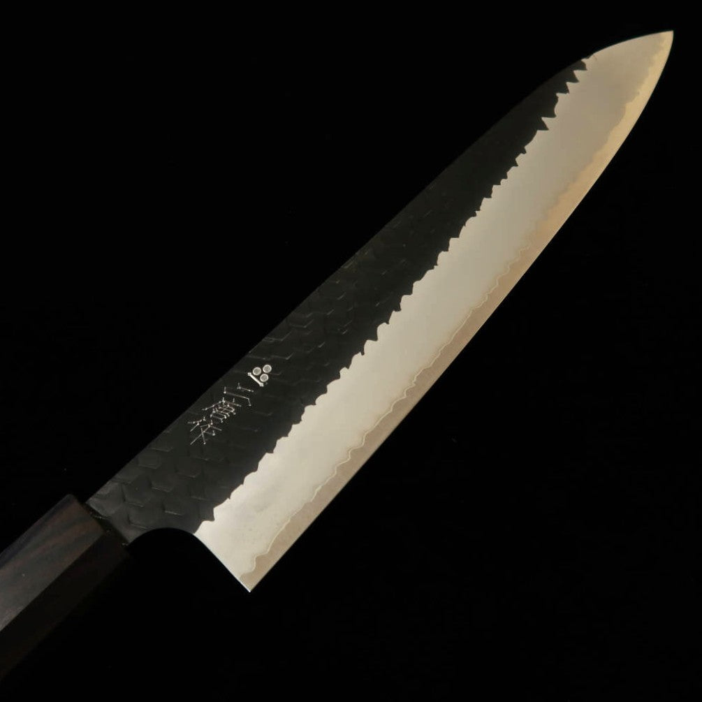 二唐刃物鍛造所 NIGARA SG2 磨き槌目 牛刀 黒檀一体型柄 (240mm)