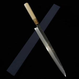 MIURA Itadaki Miura Itadaki Tanaka Giichi yanagiba acabado negro acero Shirogami No.2 (270/300 mm)