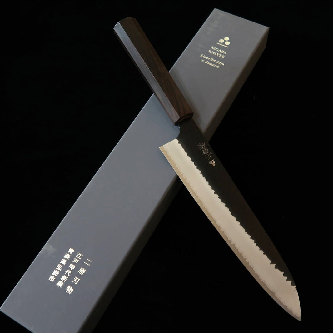 Nigara Hamono NIGARA SG2 Polido Tsuchime Gyuto Cabo de ébano inteiriço (240 mm)