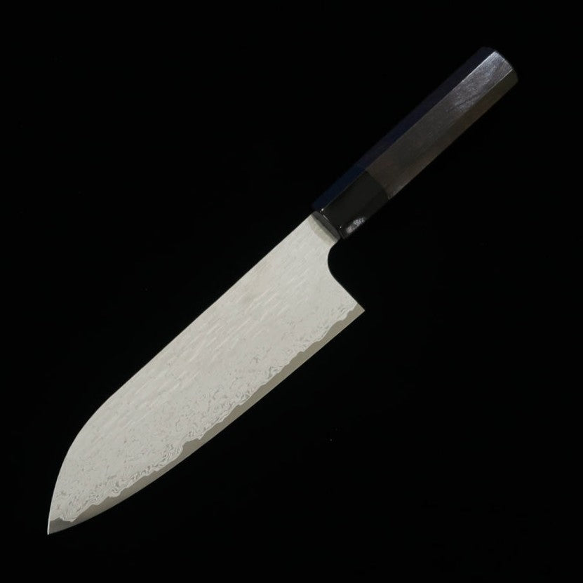Nigara Hamono VG XEOS Santoku martelada Damasco com cabo de ébano (185mm)