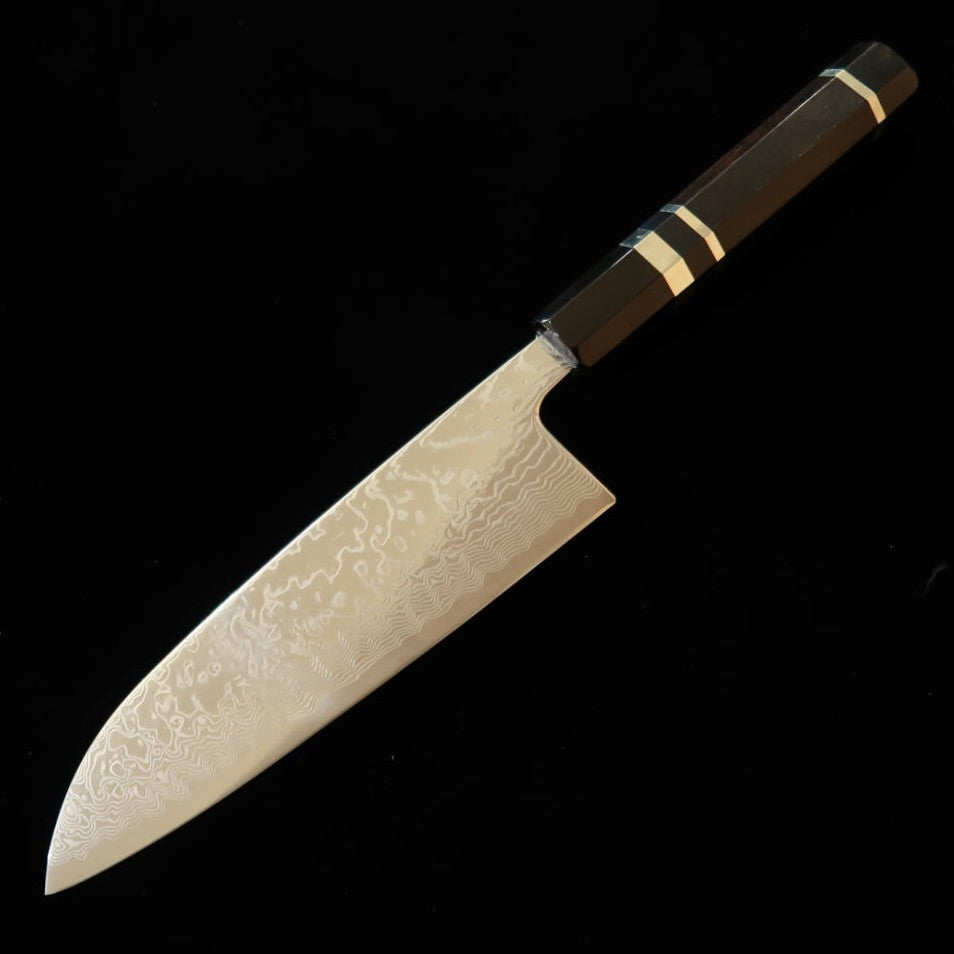 三浦MIURA 三徳 SLD ニッケルダマスカス 磨き 黒檀銀巻柄 （165mm）