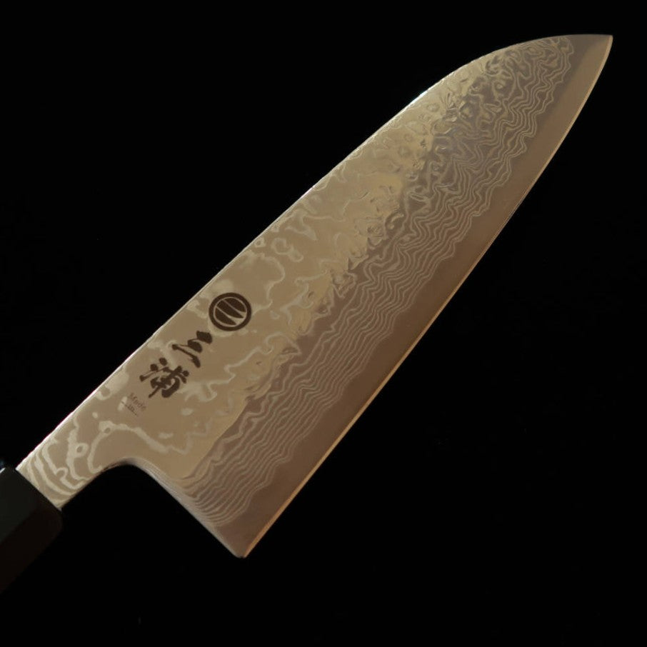 Miura Santoku SLD Nickel Damascus Polished Ebony Silver-Wrapped Handle (165mm)