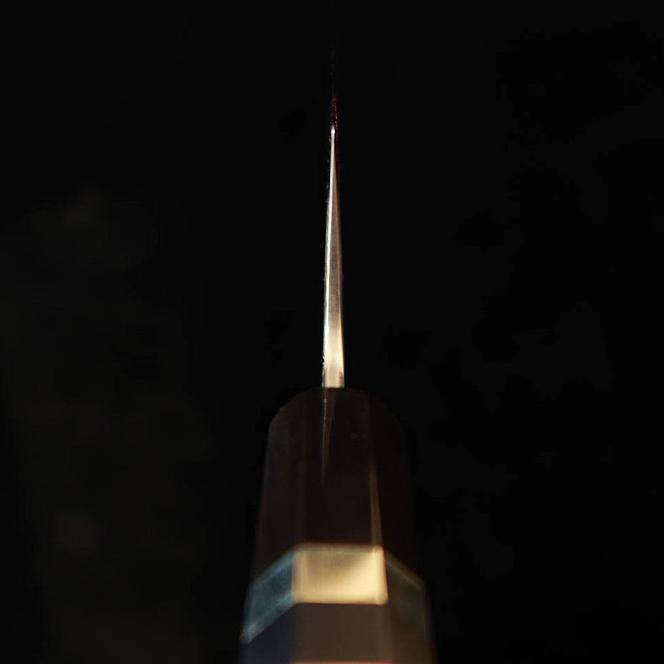 三浦MIURA 三徳 SLD ニッケルダマスカス 磨き 黒檀銀巻柄 （165mm）