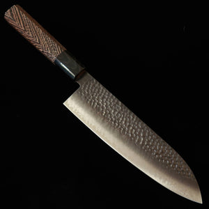 三浦 MIURA 三徳 VG10 黒染 槌目ダマスカス ウェンジ八角柄（180mm）