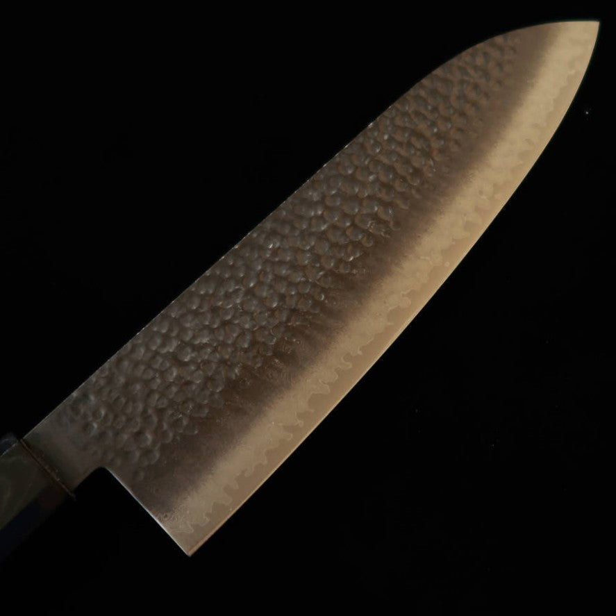 三浦 MIURA 三徳 VG10 黒染 槌目ダマスカス ウェンジ八角柄（180mm