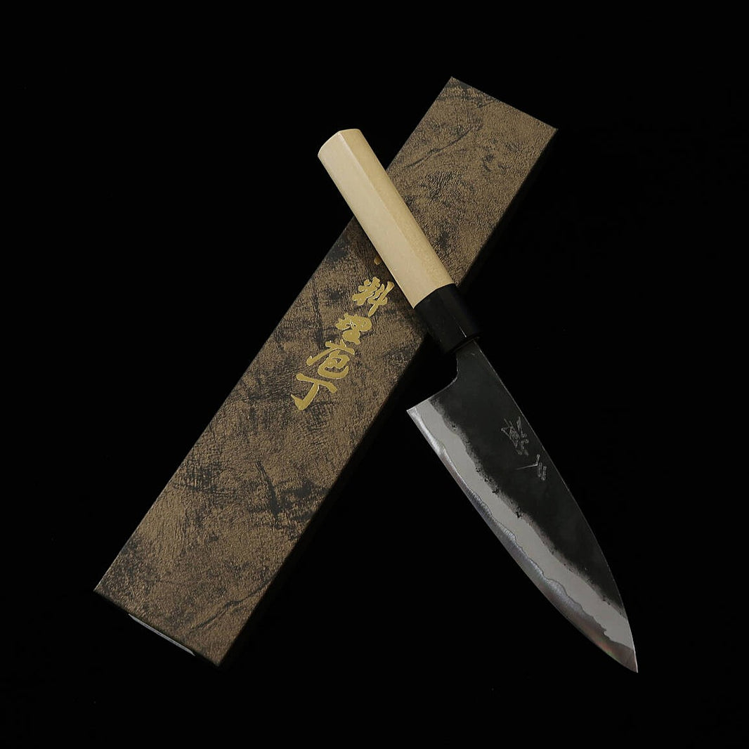 MIURA by Shindo Funayuki Aogami #2 acabado negro mango de magnolia con virola de cuerno (150/165 mm)