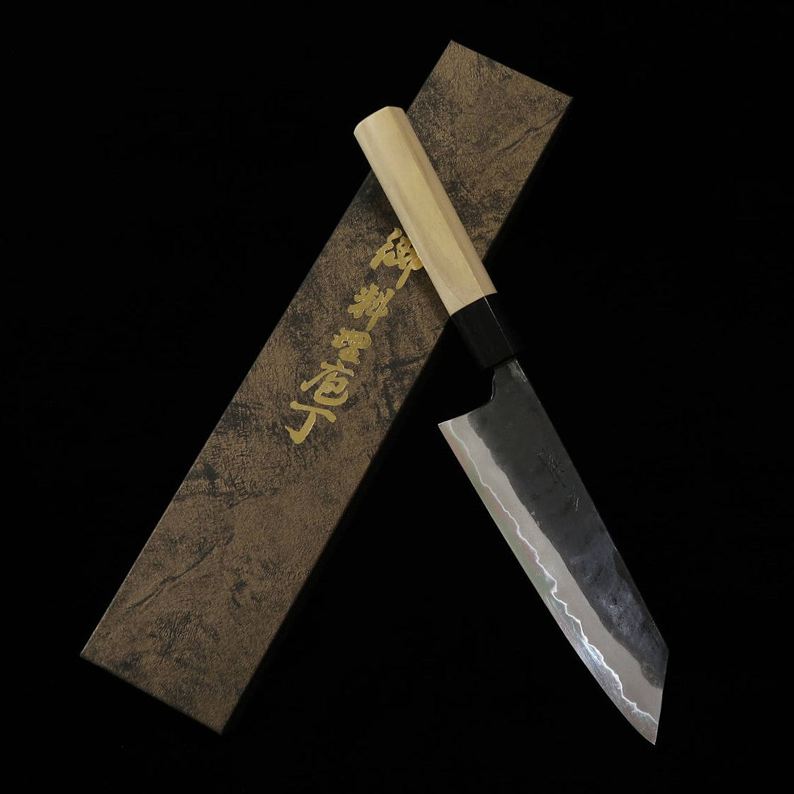 Miura MIURA by Shindo Bunka Aogami No.2, finition noire, manche en magnolia/buffle forme marron (165 mm)