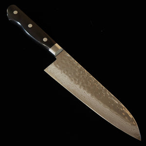 Kotetsu VG10 Hammered Damascus Santoku Knife with Black Plywood Handle (180mm)