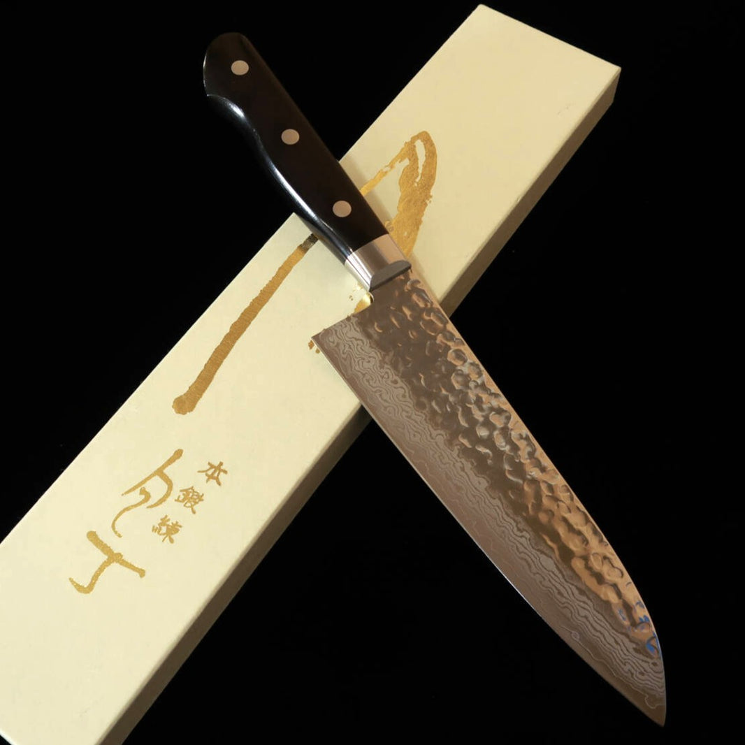 虎徹 KOTETSU 三徳 VG10 鎚目ダマスカス 黒合板柄（180mm）