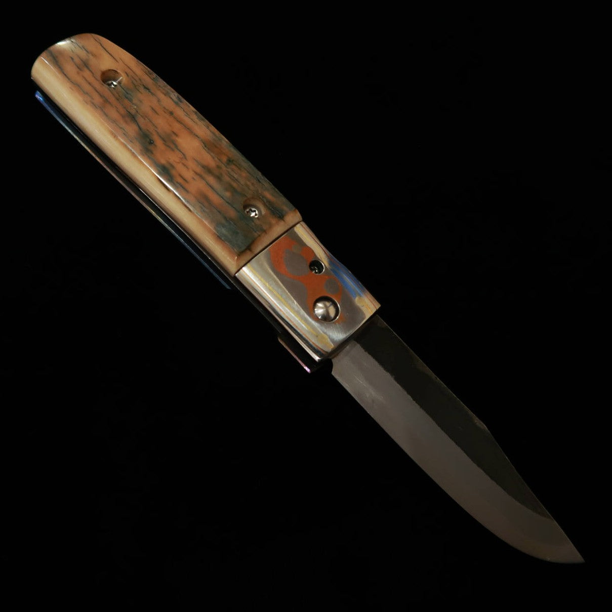 武田刃物TAKEDA　備中手打ち鍛冶 稲垣文雄作 ライナーロックフォルダーナイフ マンモス/チタン