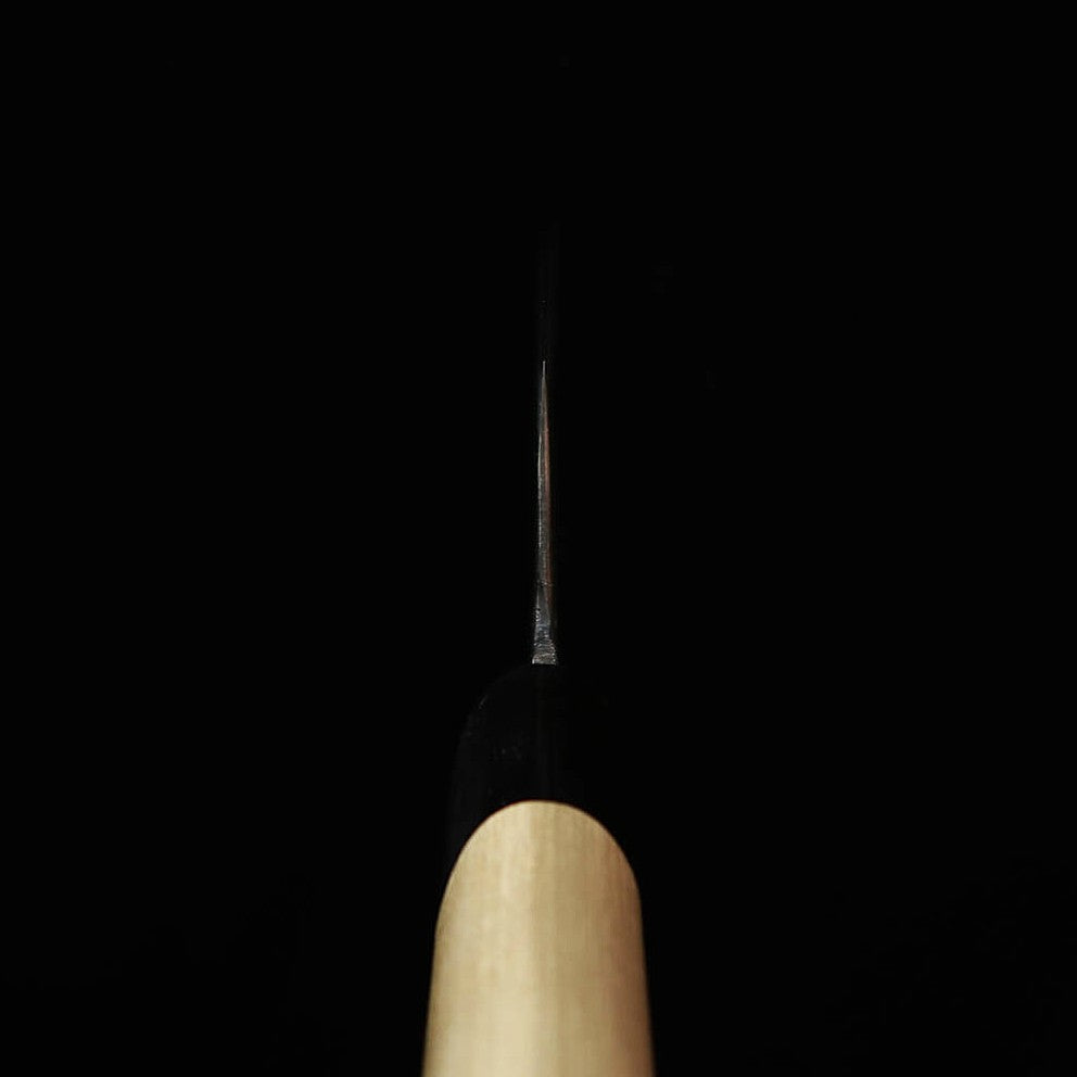 三浦 MIURA by Shindo　牛刀　青紙二号　黒打ち　朴水牛栗型柄（180-270mm）