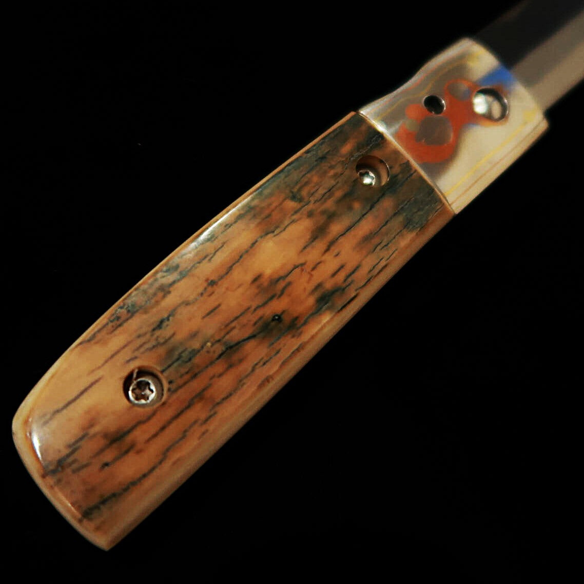 武田刃物TAKEDA　備中手打ち鍛冶 稲垣文雄作 ライナーロックフォルダーナイフ マンモス/チタン