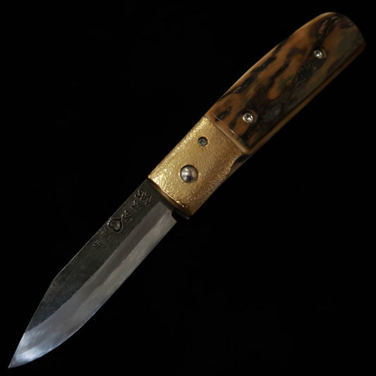 武田刃物TAKEDA　備中手打ち鍛冶 稲垣文雄作 ライナーロックフォルダーナイフ マンモス