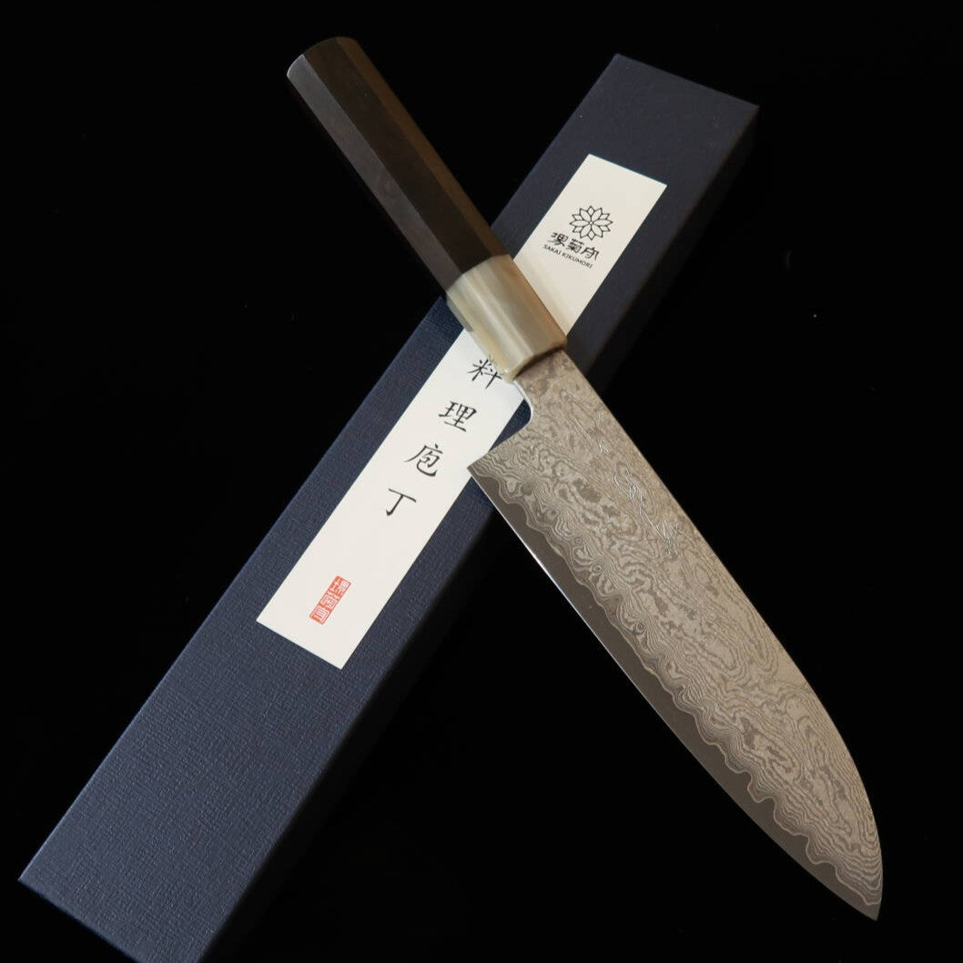 堺菊守 SAKAI KIKUMORI 星雲シリーズ 三徳 VG10 黒檀白水牛柄  (180mm)